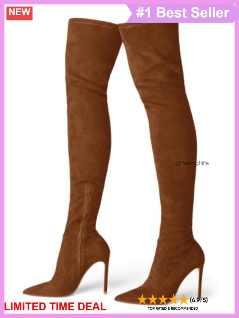 Faux Suede Over The Knee Stiletto Boots Pointed Toe Thigh High